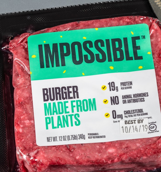 Package of plant-based burger meat